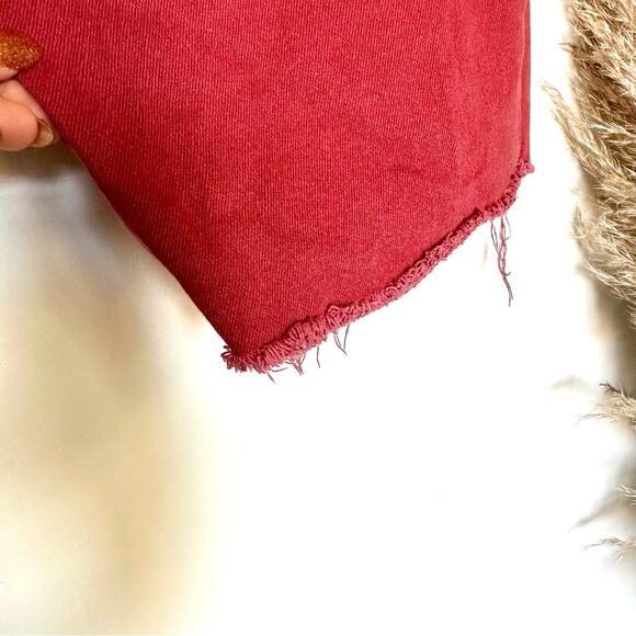 MENS F21 FOREVER 21 Red Denim Jean 8" Inseam Raw Hem Casual Shorts Jeans 32 - Picture 11 of 12